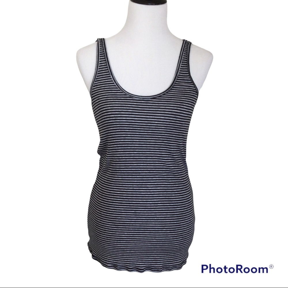 Victoria’s Secret Open Back Tank Top Black & Gray Stripe